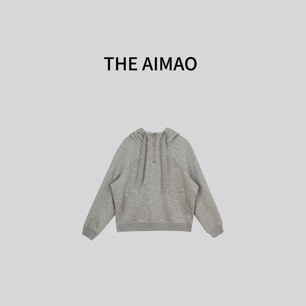 THE AIMAO【冲锋卫衣】极简风秋冬加绒卫衣女套头帽衫XYX23T90005