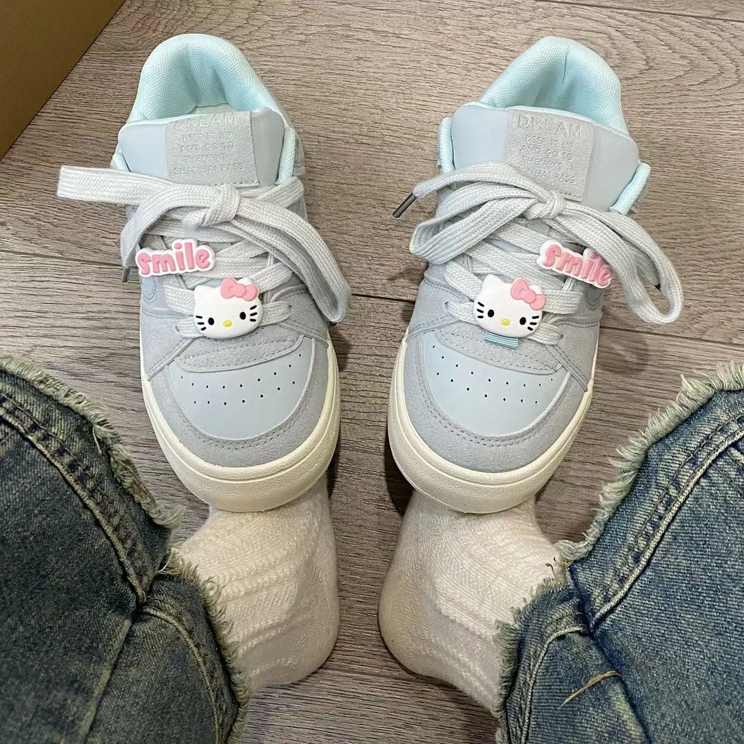 国潮小众原创新款Kitty丑萌面包鞋女2024春季百搭休闲厚底小白鞋