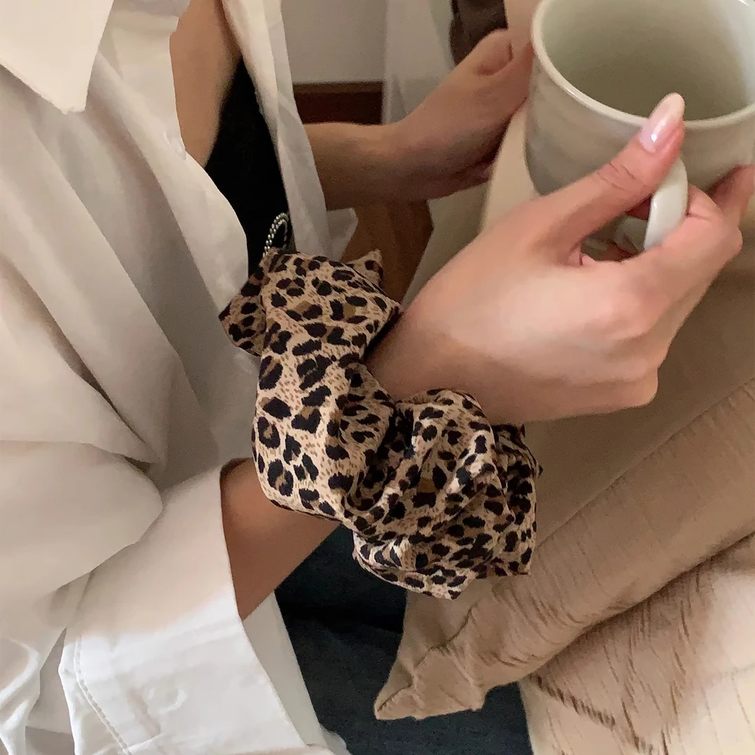 豹纹复古气质大号大肠发圈头绳高级感千禧辣妹皮筋女扎头发绳头圈