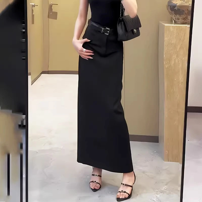 韩系半身裙女早秋2025新款气质高级显瘦大码高腰修身包臀西装长裙