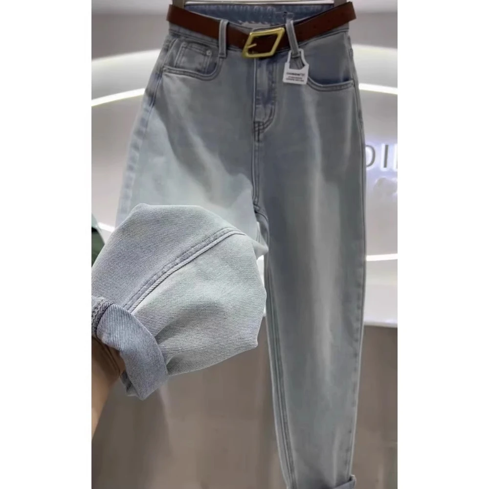 高腰弹力九分裤哈伦牛仔裤女士秋季新款韩版气质宽松显瘦萝卜裤子