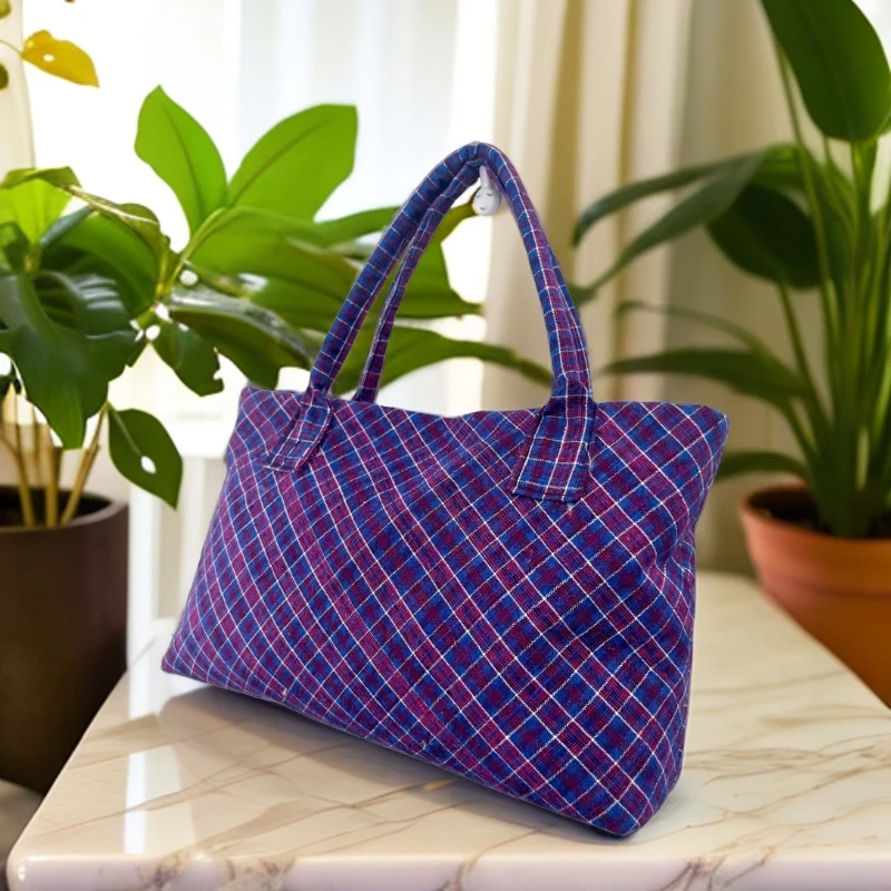 0051土布老布拼接手提包手工粗布包小众女休闲手拎包古朴