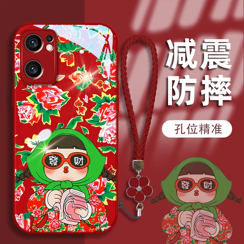 适用于opporeno7se棉袄女孩金漆玻璃全包手机壳简约玻璃壳女