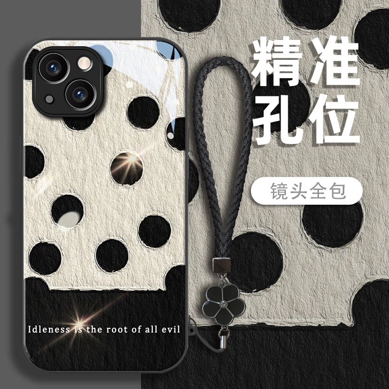法式波点苹果13/14/15全包手机壳vivo/oppo华为mate60玻璃壳女