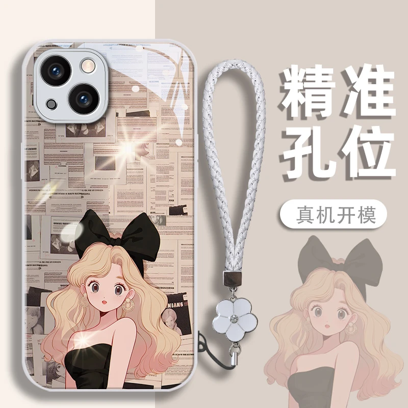 适用于苹果/华为/OPPO/VIVO/小米金属漆玻璃壳长发公主手机壳女