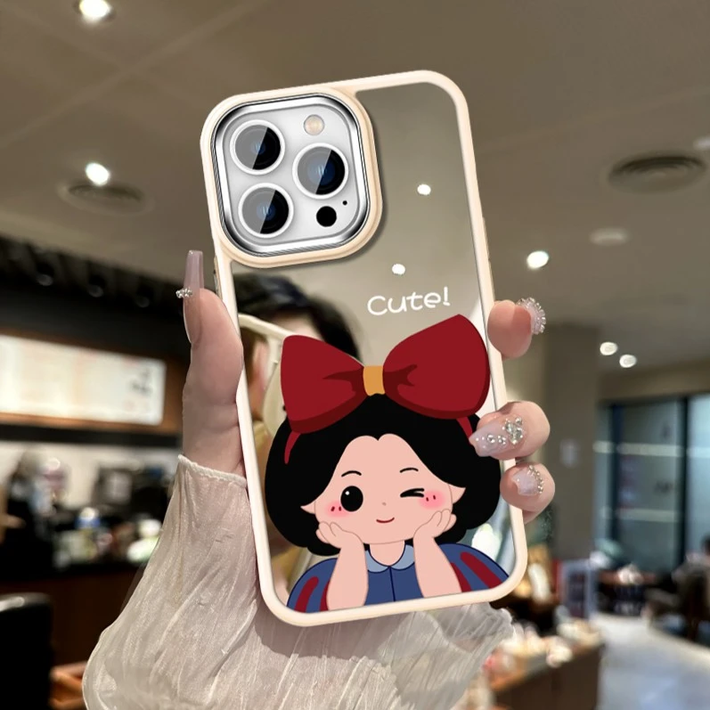白雪公主金属相框镜面苹果华为防摔高级感OPPO/VIVO小米手机壳女
