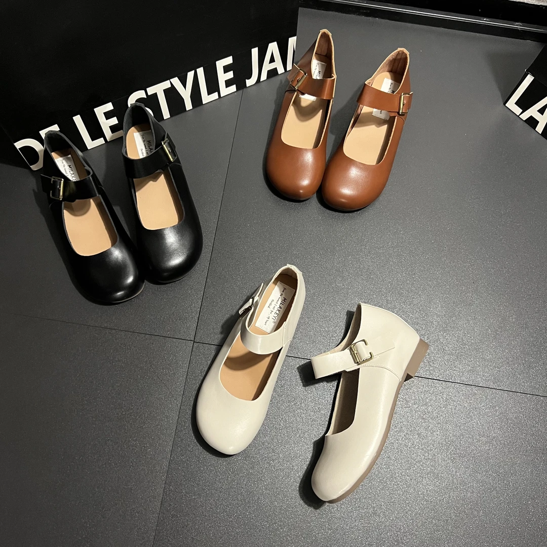 内增高4CM 2024秋季新款时尚百搭休闲风女士爆款圆头玛丽珍单鞋
