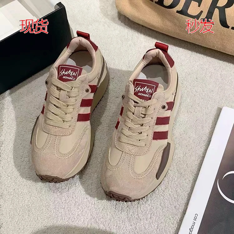 阿甘鞋网红女2023春秋新款百搭显脚小运动板鞋厚底休闲老爹鞋子女