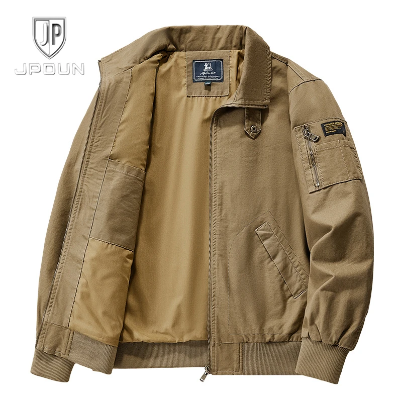JPDUN飞行员夹克男春秋季宽松大码工装外套美式休闲翻领男 棒球服