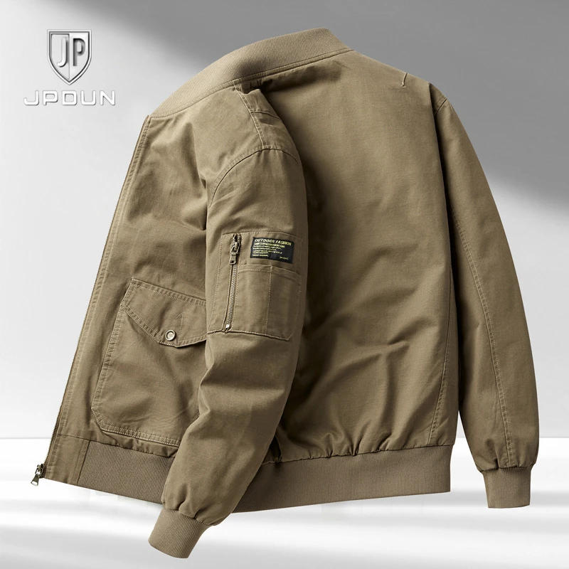 JPDUN/吉普盾男士大码休闲外套春季户外立领纯棉百搭棒球领男夹克