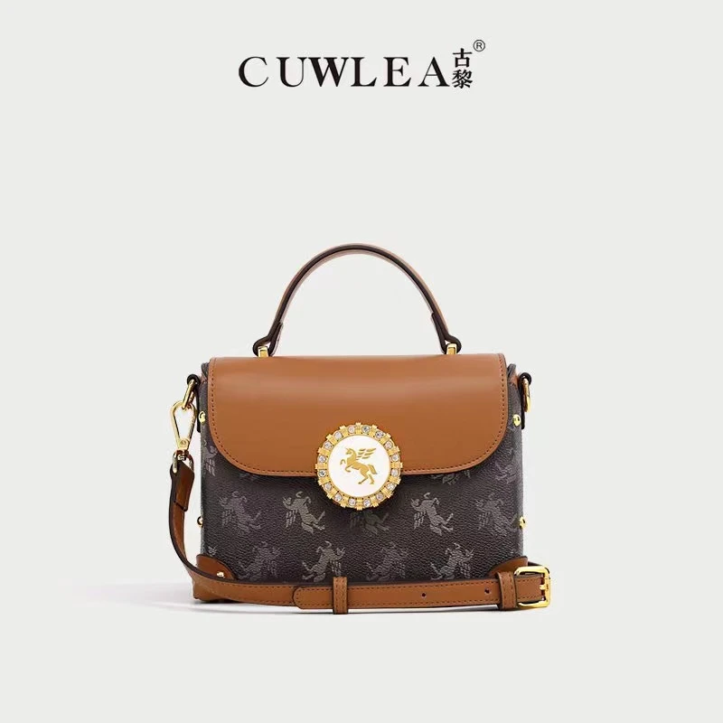 【现货】香港品牌CUWLEA轻奢女士包法国经典小方包百搭邮差单肩包