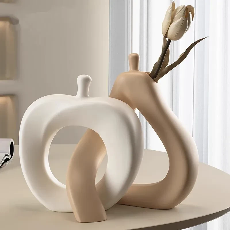 奶油风苹果梨花瓶摆件酒柜家居客厅桌面电视柜玄关装饰品乔迁礼品