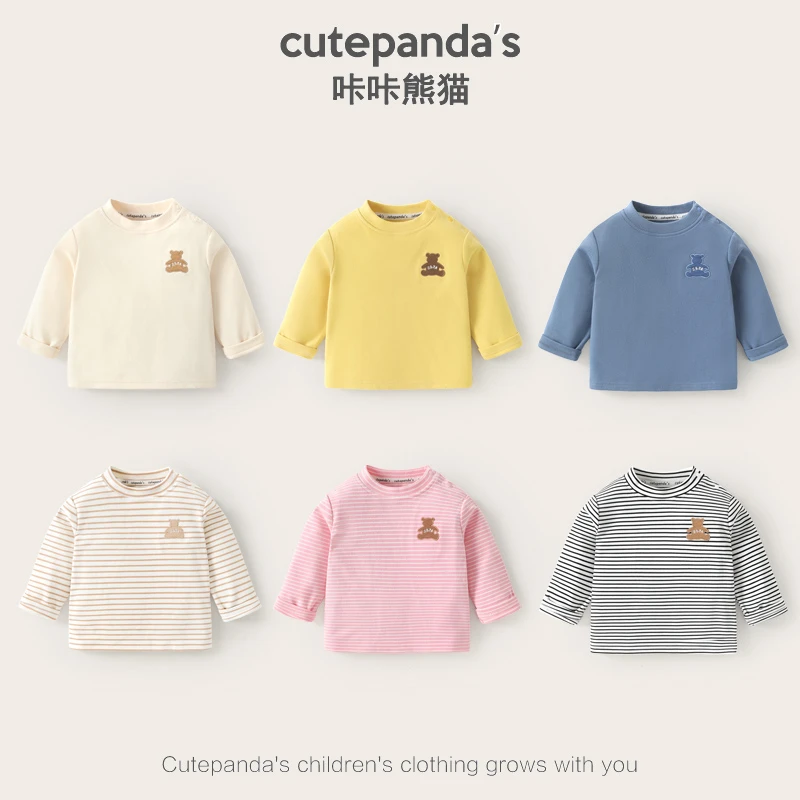 【现货】婴儿衣服德绒半高领打底衫长袖T恤冬装秋冬宝宝上衣Y9179