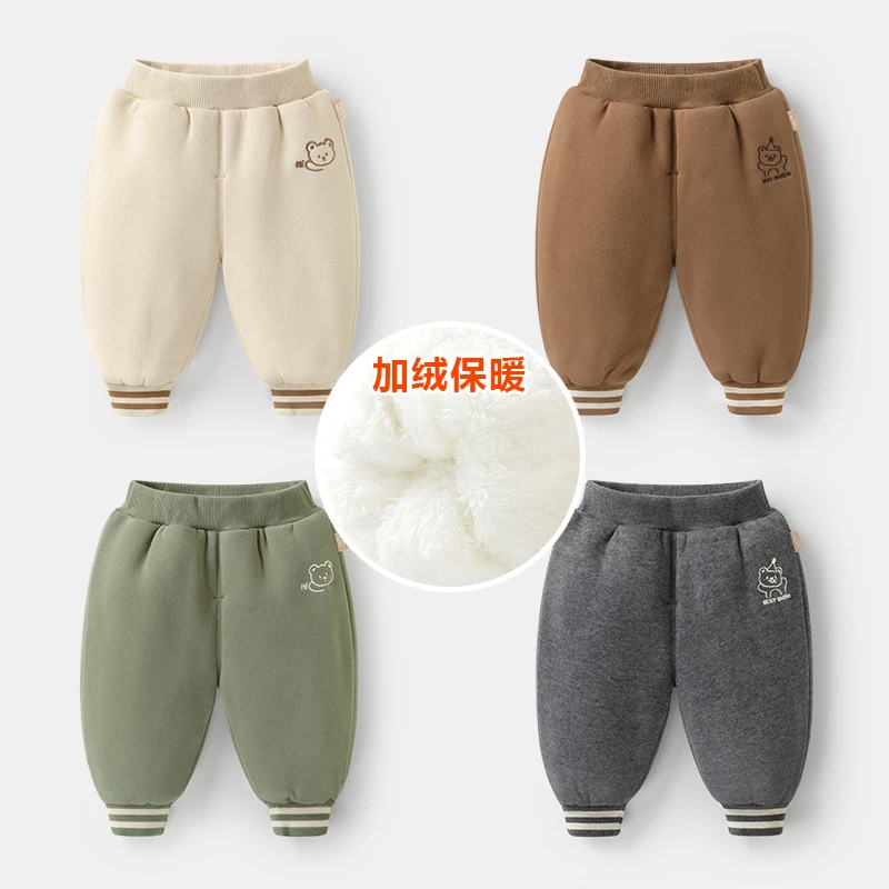 【现货】婴儿衣服女童加绒加厚长裤子冬装秋冬儿童保暖棉裤Y8334