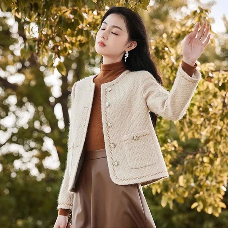 {专柜}商场同款2024秋冬新款粗花呢高级感小香风名媛风外套女