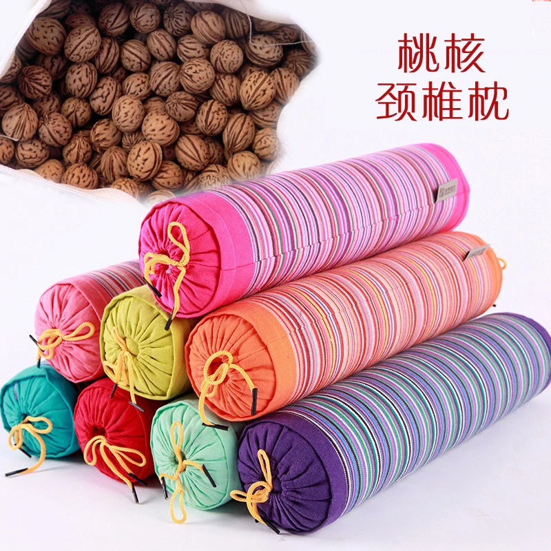 山桃核原料核桃颈椎枕头修复颈椎专用圆形糖果护颈脊椎按摩枕