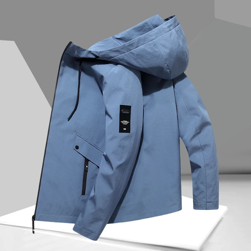 外套男士春秋季宽松连帽上衣2025新款潮流休闲百搭防风夹克男