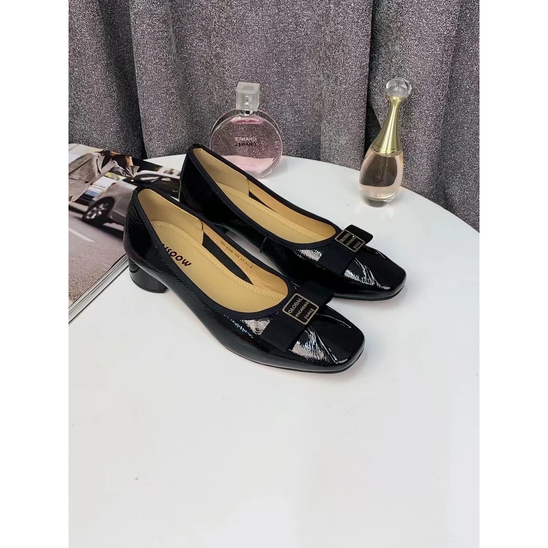 CL7125 黑色  2024新款百搭气质低跟方头女士四季浅口单鞋