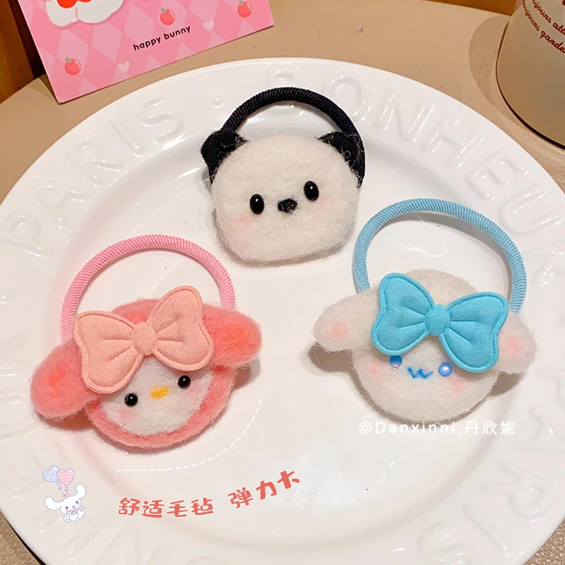 儿童可爱羊毛毡玉桂狗皮筋发圈女童马尾丸子头发绳扎头发头绳卡通
