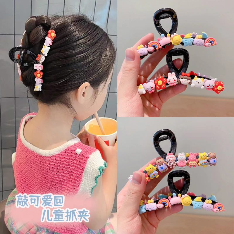 新款儿童卡通后脑勺抓夹女童夏季盘发丸子头鲨鱼夹小女孩发卡头饰