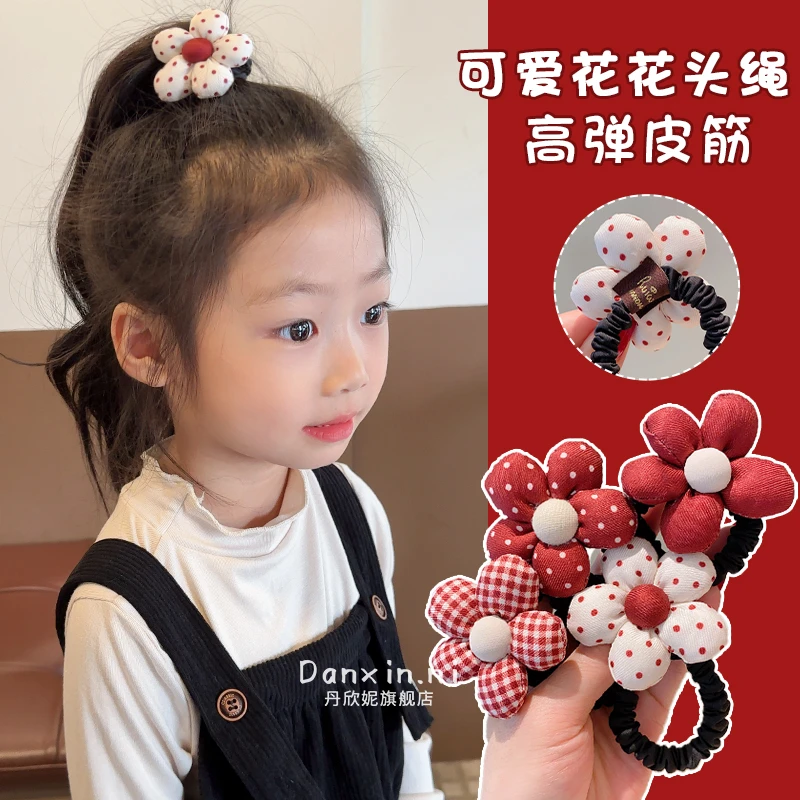 儿童可爱花朵皮筋扎头发发绳女童韩版扎马尾发圈高弹力不伤发头绳