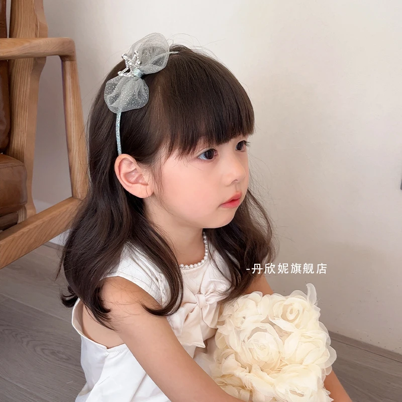 韩国小公主皇冠发箍女童超仙网纱蝴蝶结生日头箍儿童六一节头饰