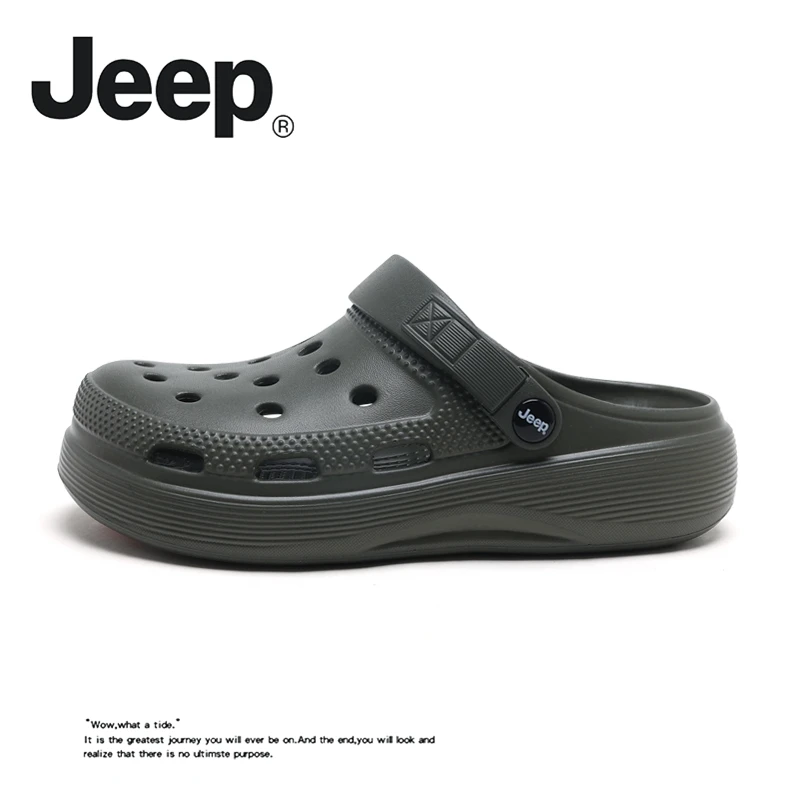 JEEP/吉普夏季男士包头拖外穿透气软底时尚户外潮流ins厚底居家拖