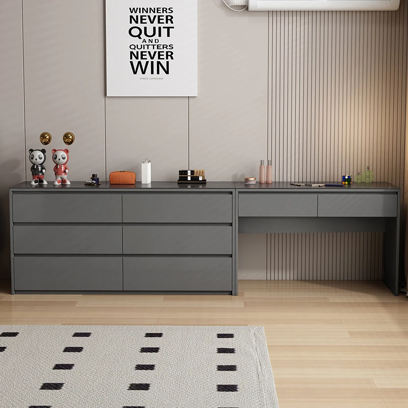 意式极简高级感实木简约梳妆台斗柜家用电视柜化妆桌床尾化妆台