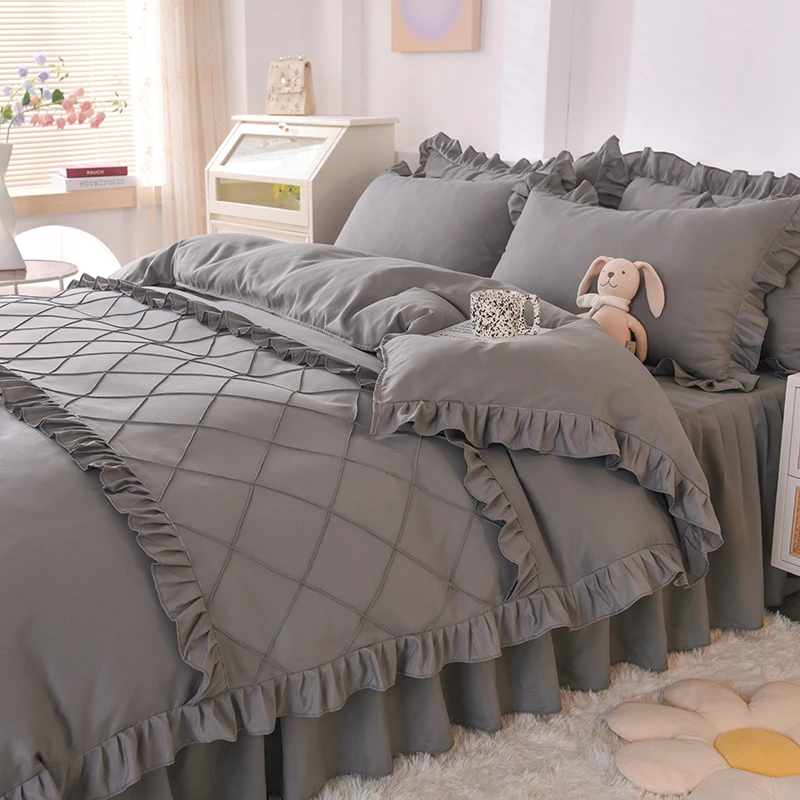 春秋床裙款床上四件套床罩2023新款被罩床单被套轻奢高级感三件套