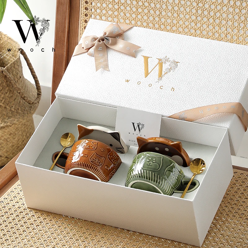 WOOCH日系马克杯带盖情侣对杯礼盒生日礼物乔迁结婚伴手礼陶瓷杯