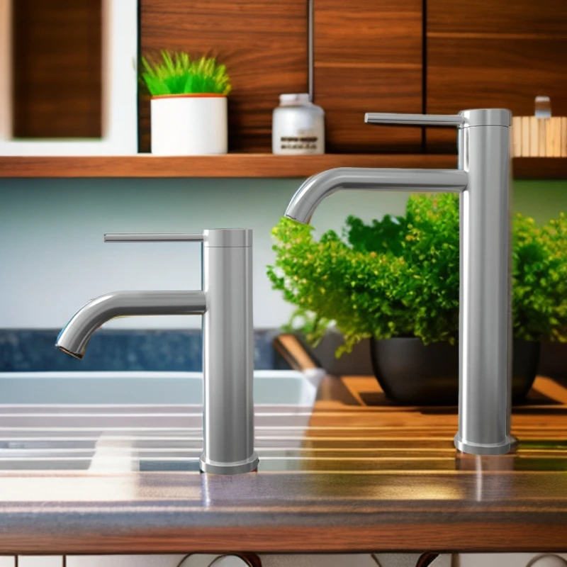 不锈钢台盆冷热浑水龙头加高宽台上盆洗脸龙头浴室柜通用龙头