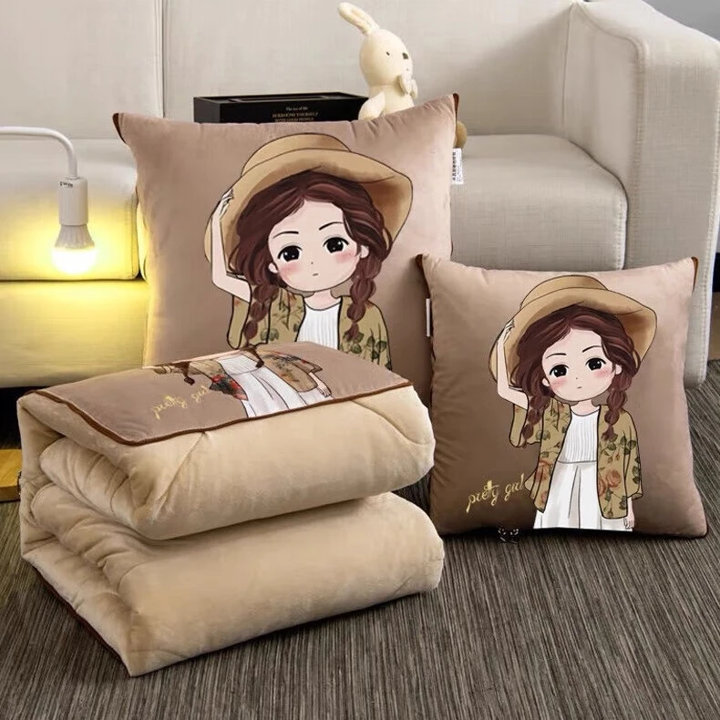 抱枕被子两用二合一加绒加厚枕头办公室午睡毯汽车载空调被