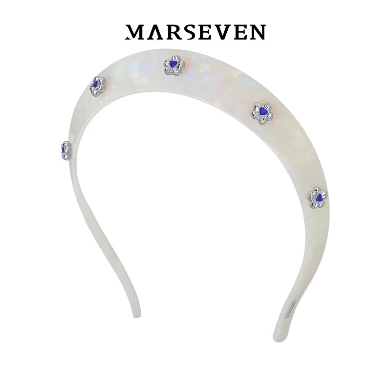 MARSEVEN插花系列爱心金属小花醋酸发箍小众设计百搭少女头饰