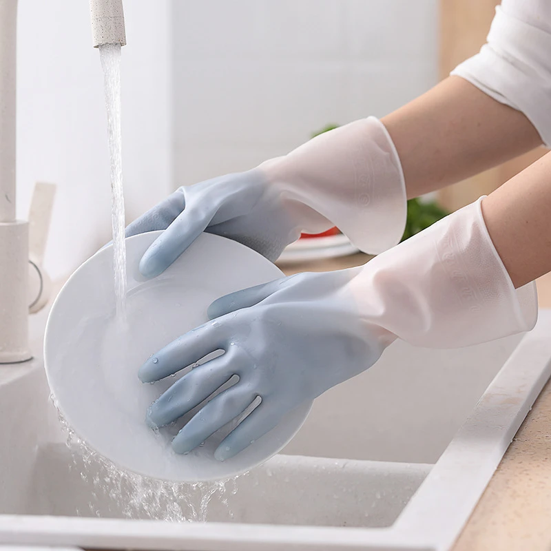 优质双色手套双拼色橡胶防水防滑胶皮手套泳池打扫卫生手套