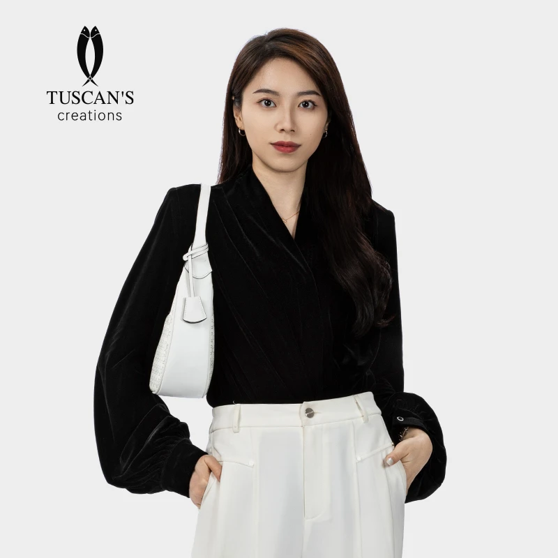 TUSCAN'S CREATIONS秋季新款气质百搭轻奢高级感黑色女士外套