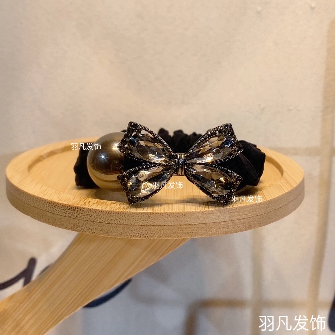 羽凡原创蝴蝶闪钻圆珠头绳少女扎马尾气质高级感丸子头发绳