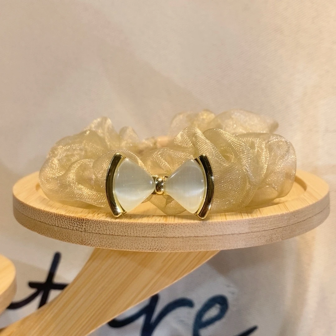 羽凡原创【1012】气质猫眼石大肠发圈网纱设计高弹力头绳百搭发饰