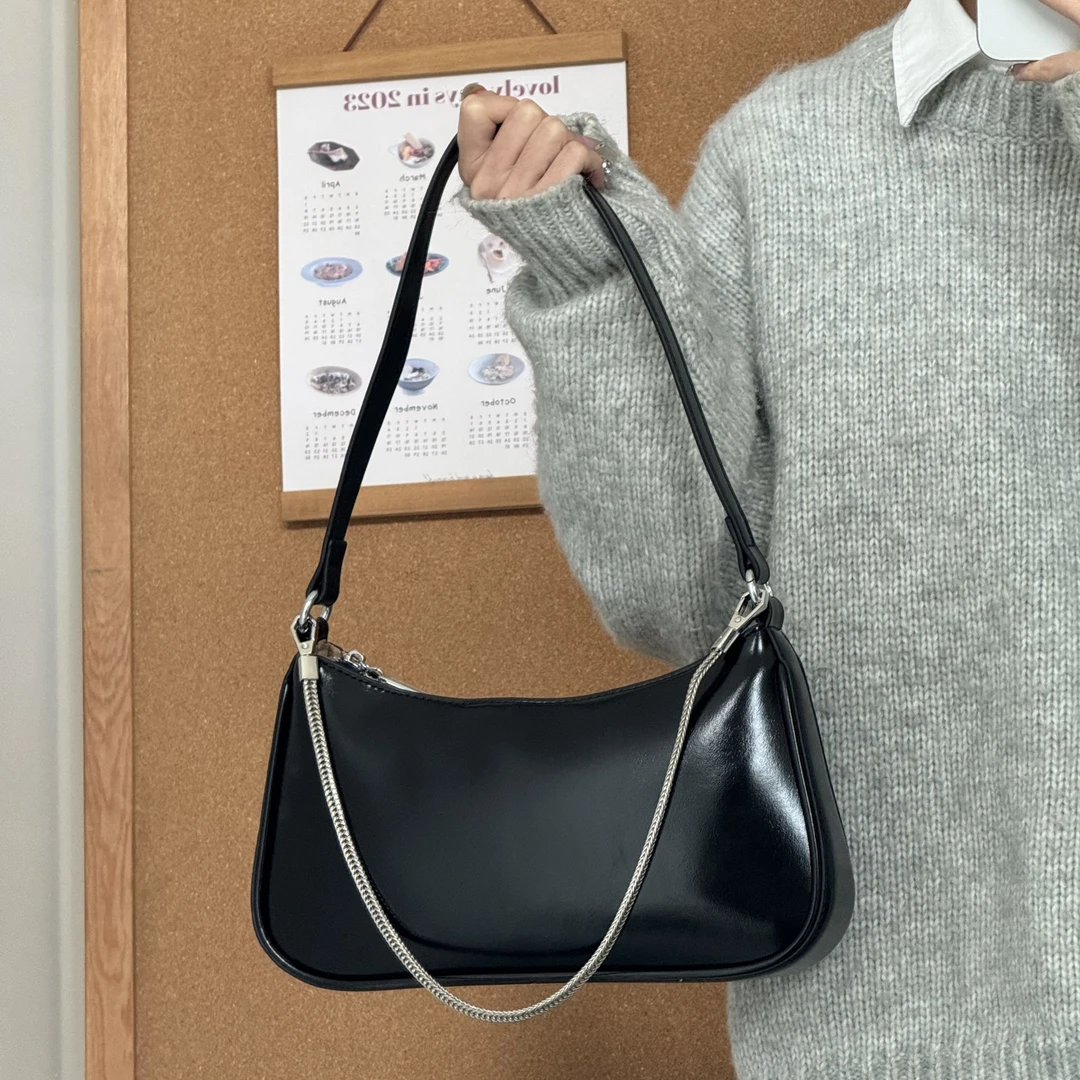 一张同学时尚百搭简约高级感手提单肩斜挎包C2709黑