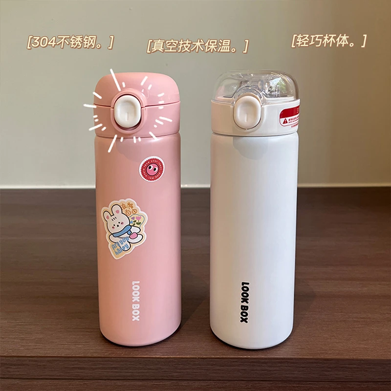 爆款网红杯子学生保温杯304不锈钢高颜值大容量带吸管水杯创意