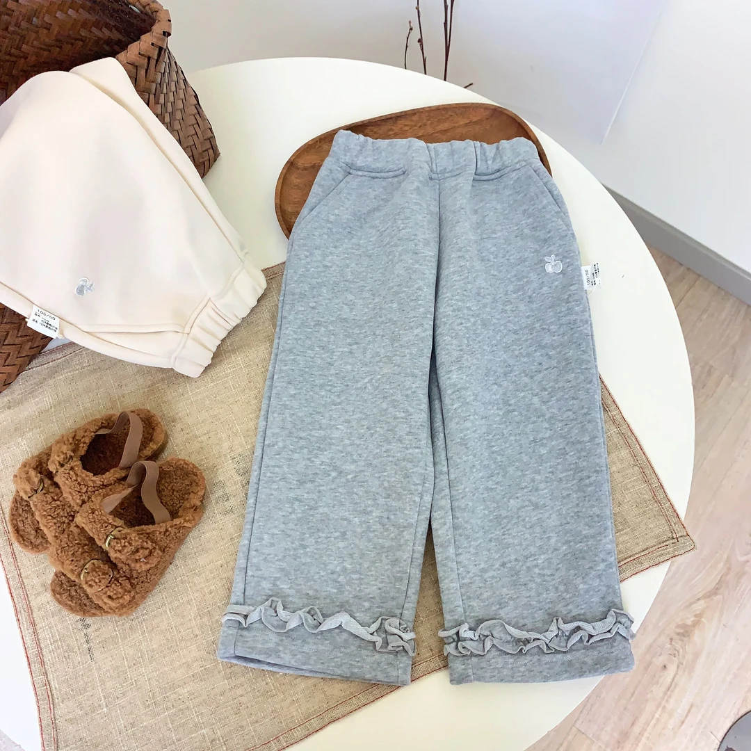 A 324094 女童休闲裤  安蒂宝贝秋季口袋木耳边可爱印花洋气卫裤