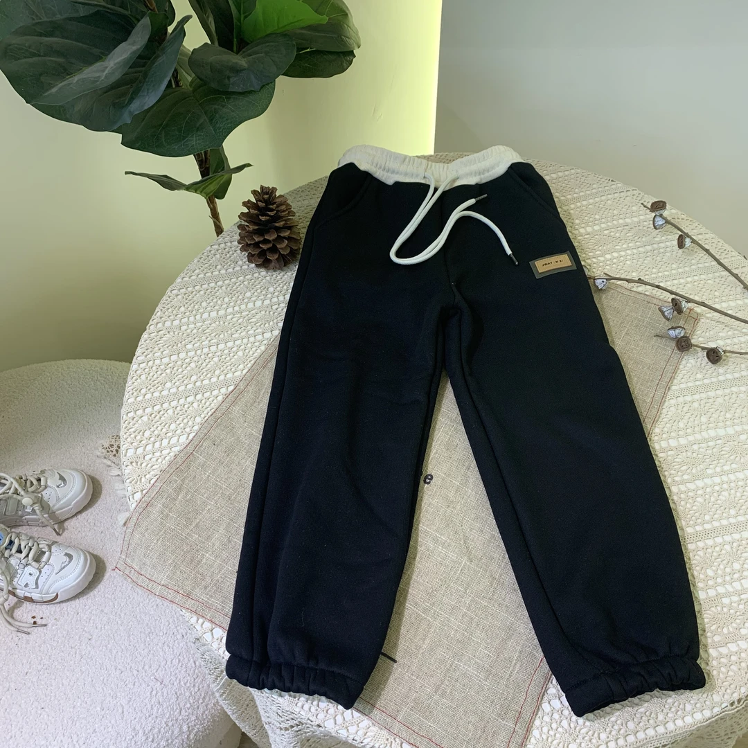 2922 男童女童时尚加绒韩版加厚百搭新氧棉复合撸毛绒休闲裤冬季