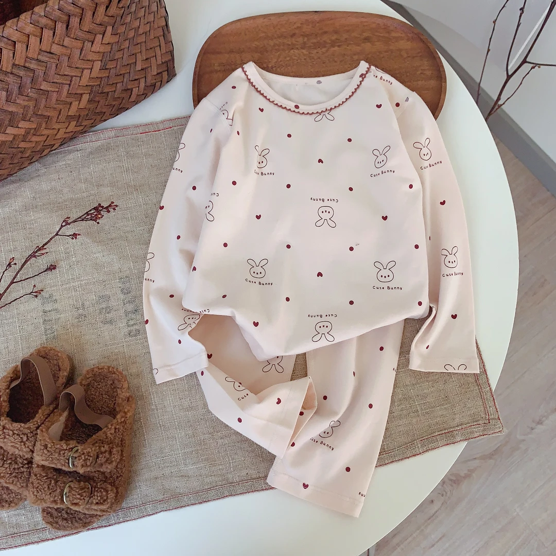 ML 3003 女童卡通印花家居服  秋冬套装长袖ins打底圆领满印秋季