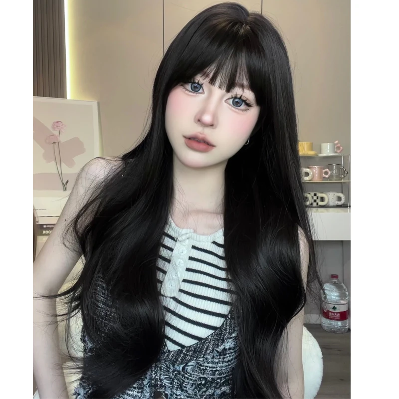 椰子专属-假发女长发长卷发日常微卷空气刘海夏季发色黑茶色清爽
