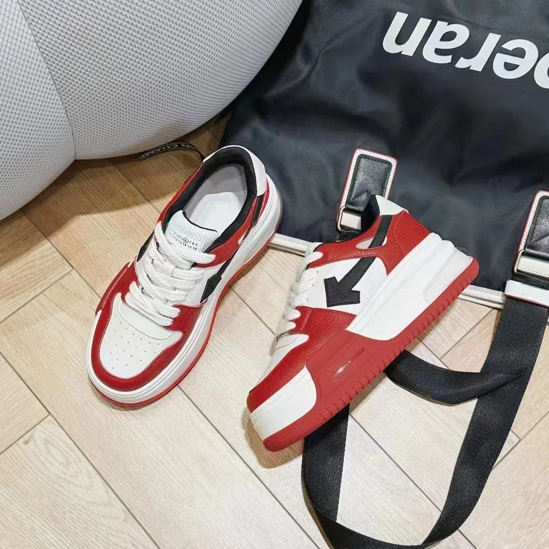 朱朱姐2023新款36138欧货系带真皮厚底拼色松糕鞋休闲运动鞋