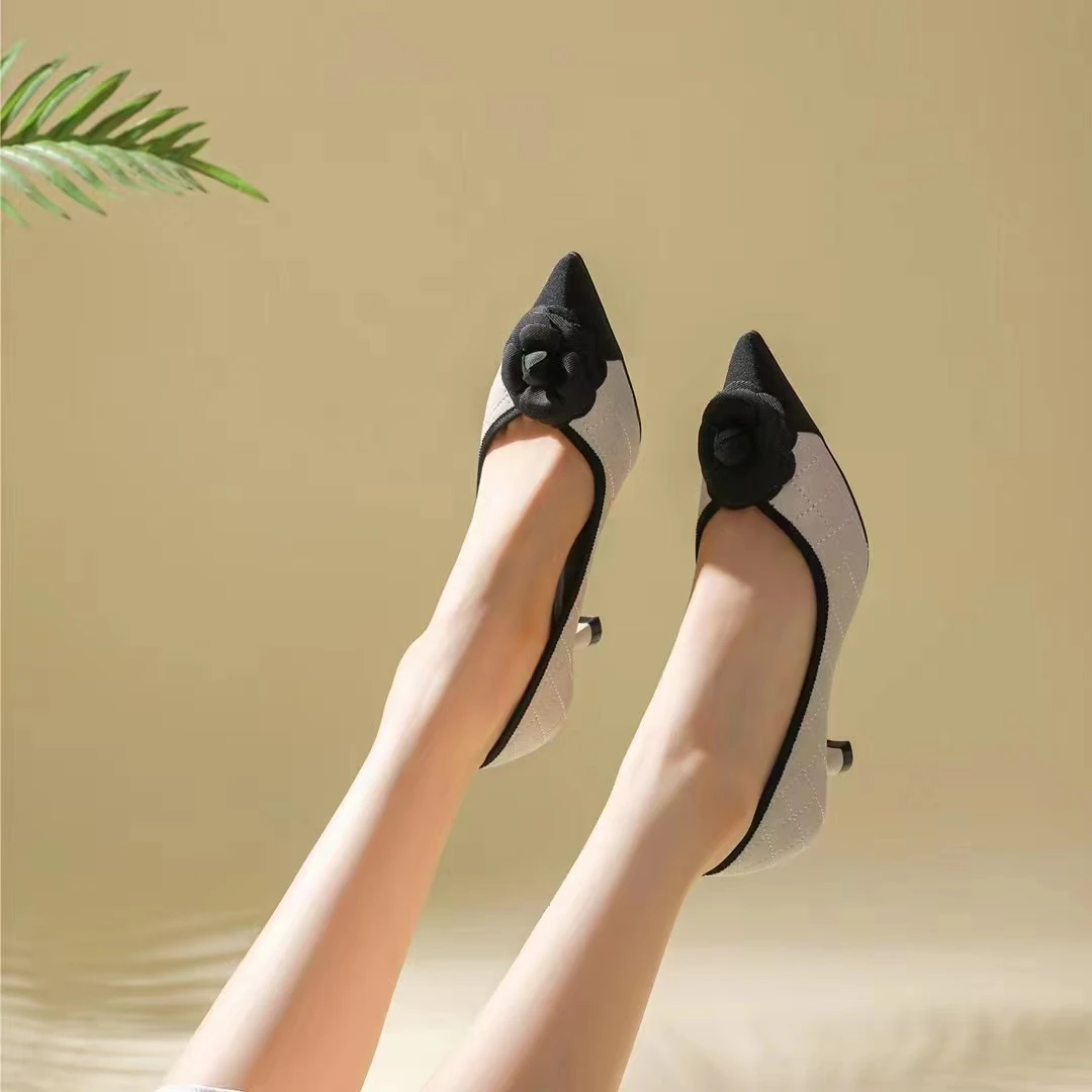 已开价，61632羊皮五公分细跟尖头单鞋百搭浅口高跟鞋气质女鞋