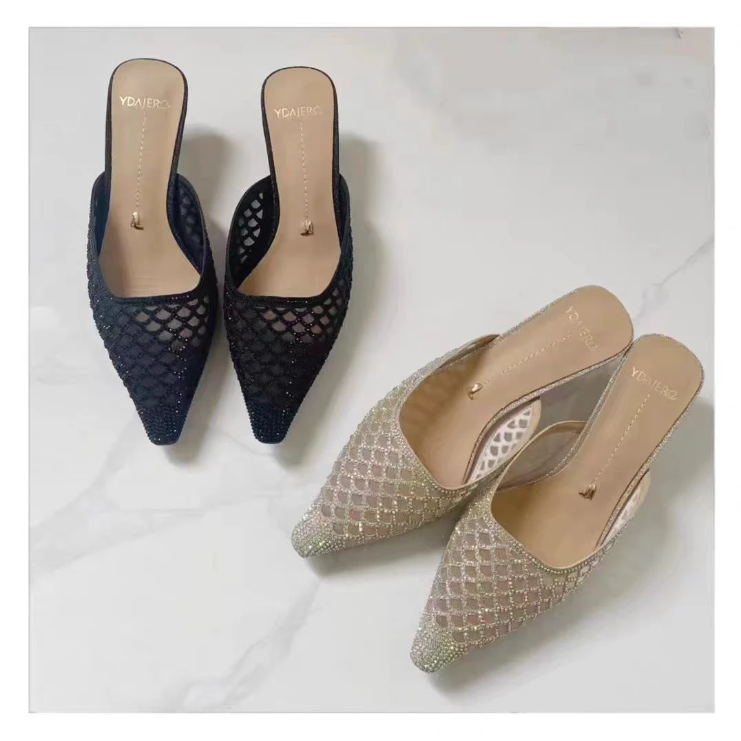 专柜正品310587一代佳人镂空透气外穿包头拖鞋半拖凉鞋女鞋水钻