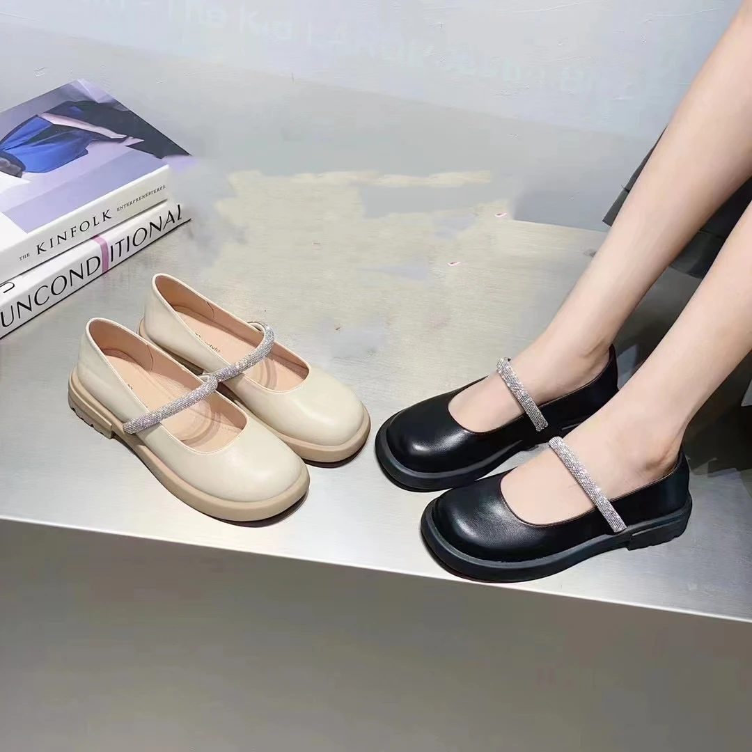 专柜正品新款272023浅口透气小皮鞋平底复古玛丽珍软皮鞋子