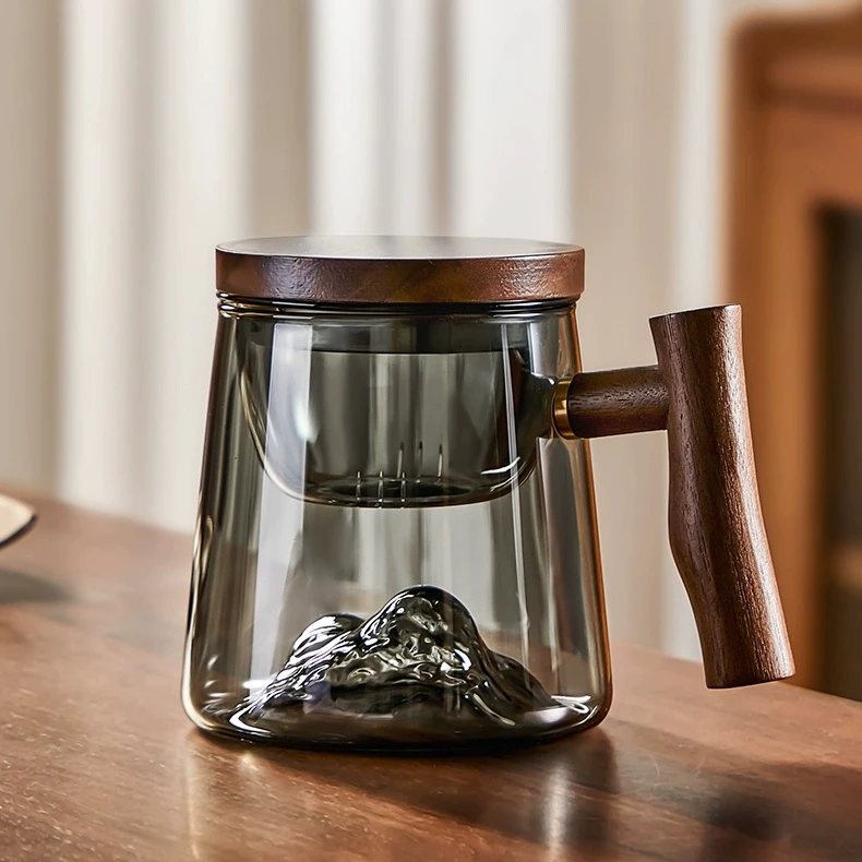 2025新款玻璃杯子泡茶水杯男士茶杯办公室带盖过滤茶水分离茶道杯