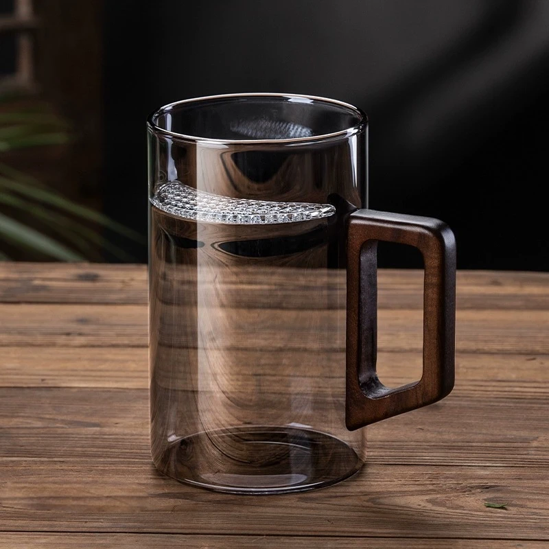 泡茶杯茶水分离玻璃绿茶杯月牙过滤茶道杯办公喝茶杯子个人专用