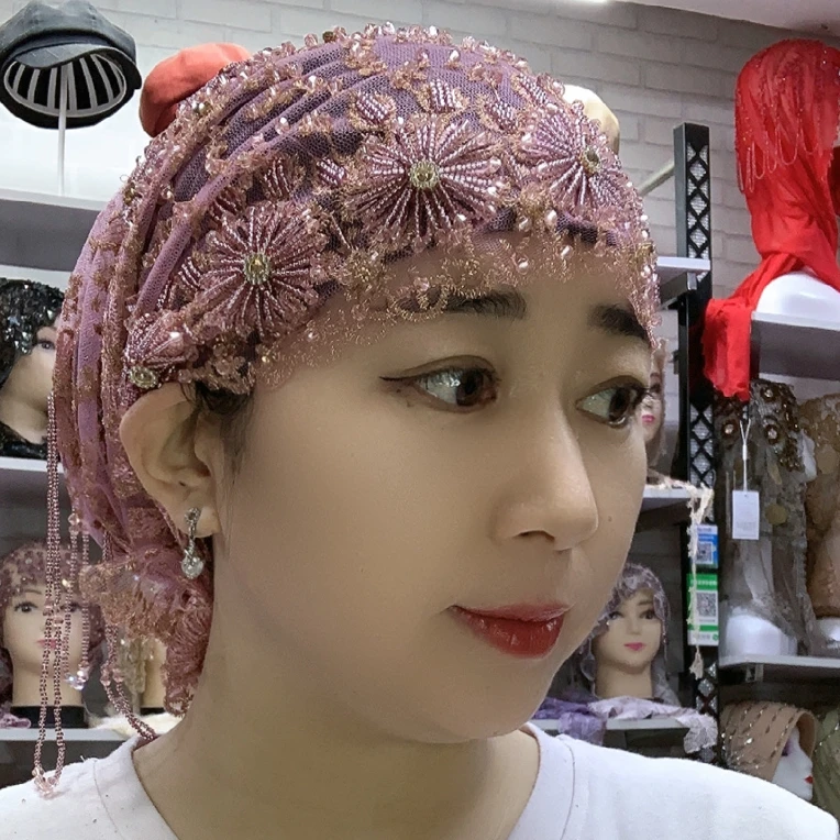 新款女士【手工串珠吊坠圆花鱼尾帽子】